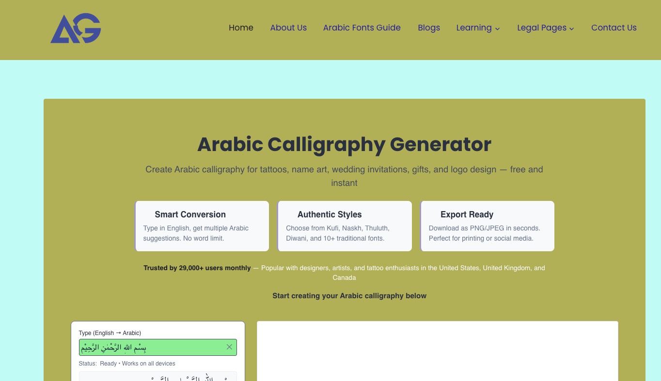 Arabic Calligraphy Generator